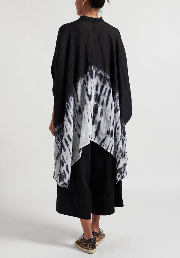 Gilda Midani Waterfall Pattern Dyed Square Tunic in Black and White	