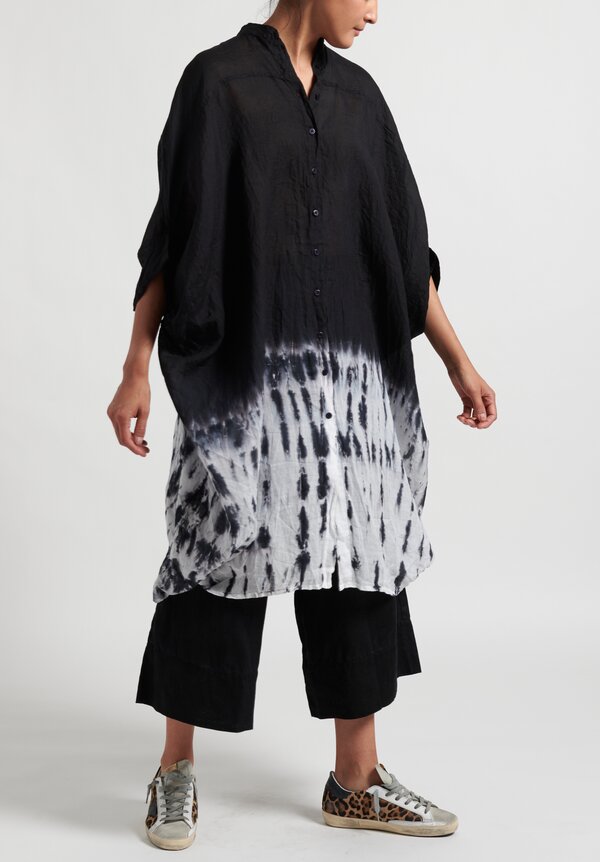 Gilda Midani Waterfall Pattern Dyed Square Tunic in Black and White	