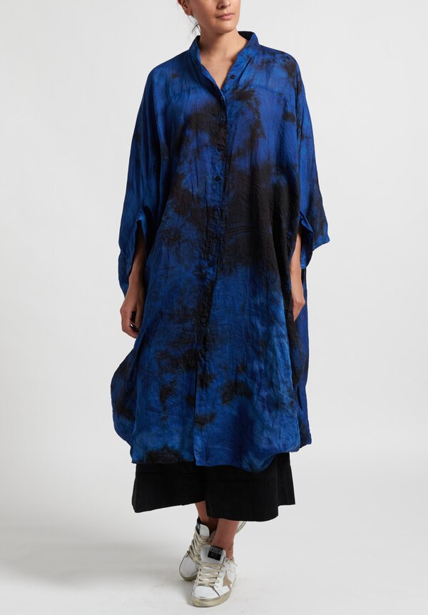 Gilda Midani Deep Space Pattern Dyed Square Tunic in Black and Blue	