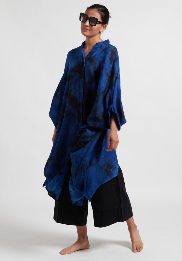 Gilda Midani Deep Space Pattern Dyed Square Tunic in Black and Blue	
