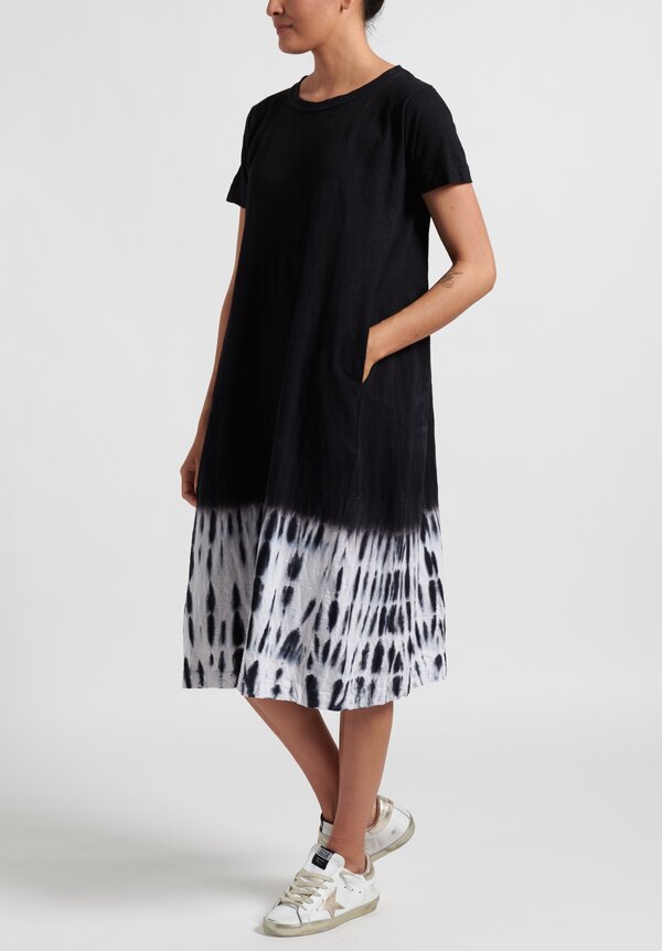 Gilda Midani Pattern Dyed Short Sleeve Maria Dress in Waterfall Black/white	