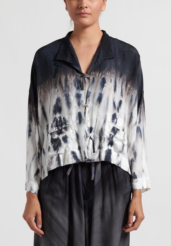 Gilda Midani Waterfall Printed Orient Shirt in Black and White	