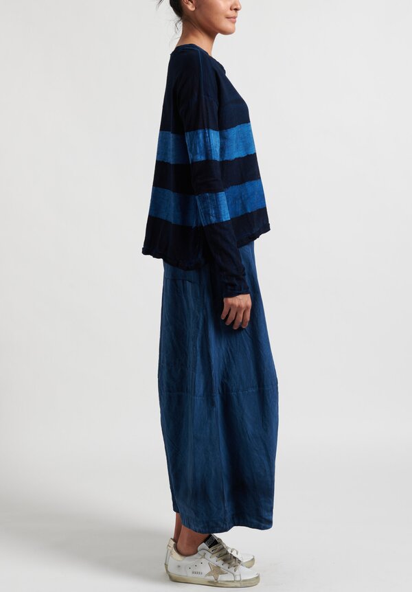 Gilda Midani Striped Long Sleeve Trapeze Tee in Deep Blue and Klein	