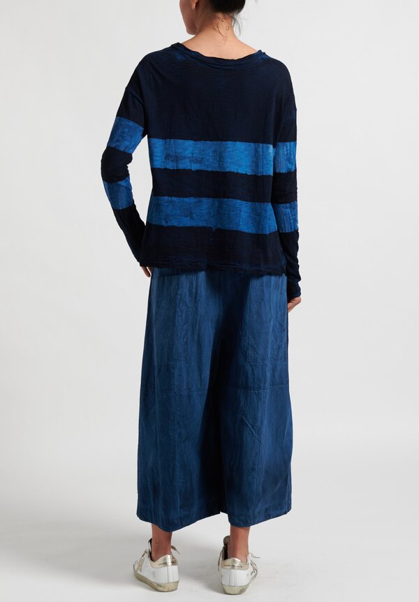 Gilda Midani Striped Long Sleeve Trapeze Tee in Deep Blue and Klein	