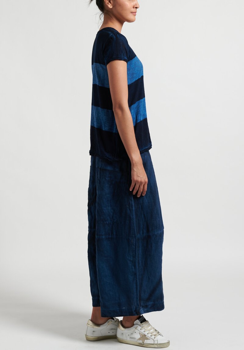 Gilda Midani Striped Short Sleeve Monoprix Tee in Deep Blue and Klein	