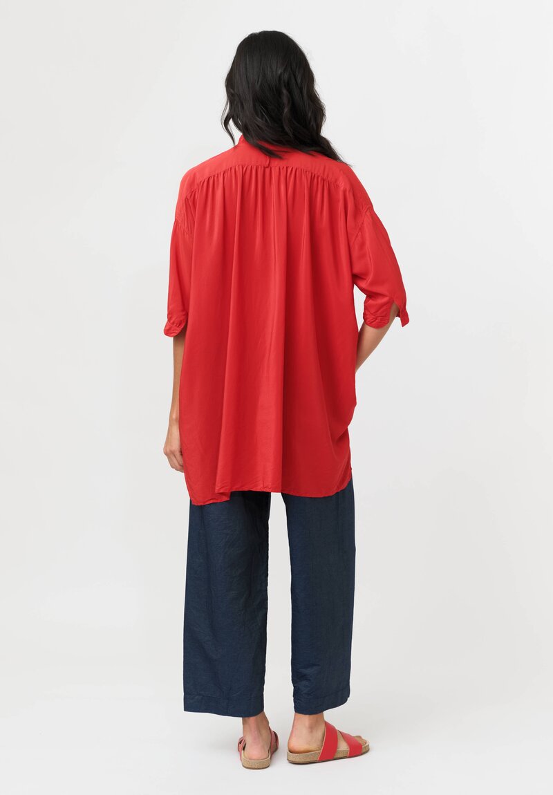 Daniela Gregis Washed Silk Honey Kora Top in Red