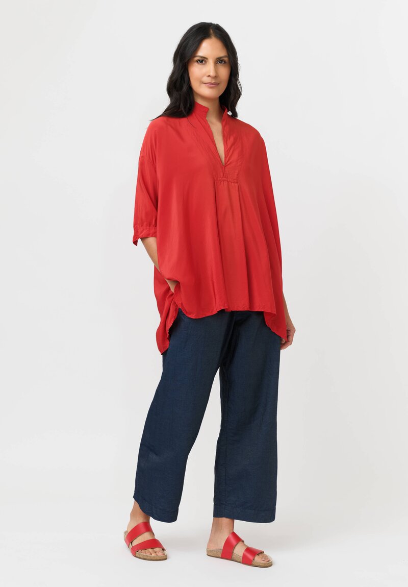 Daniela Gregis Washed Silk Honey Kora Top in Red