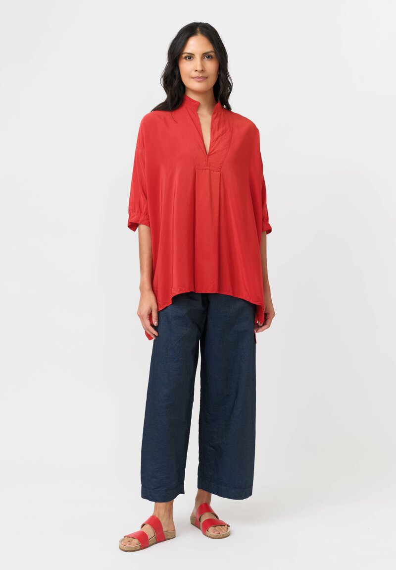 Daniela Gregis Washed Silk Honey Kora Top in Red