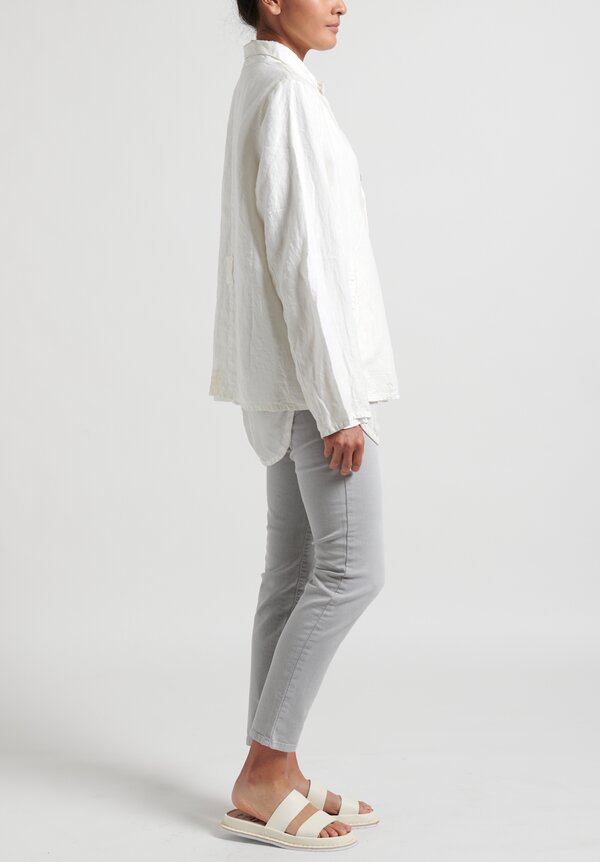 Umit Unal Patch-Detailed Notch Lapel Jacket in Off White