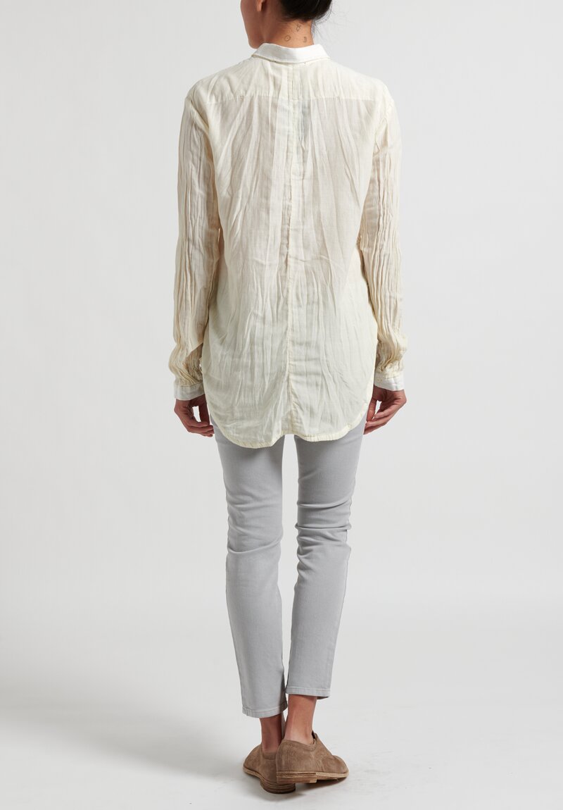 Umit Unal Silk-Blend Longsleeve Shirt in Off White	
