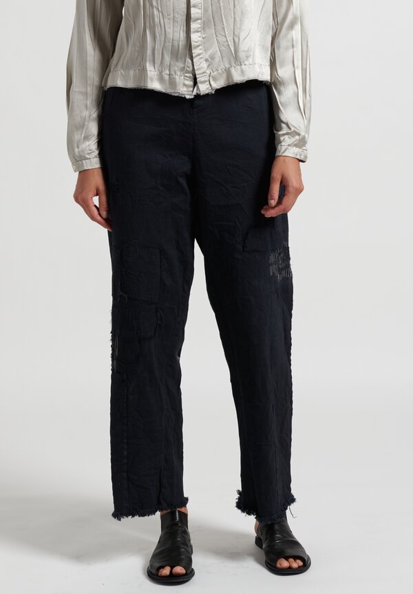 Umit Unal Specially Dyed Patchwork Jean Pants in Black	