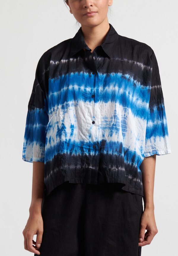 Gilda Midani Pattern Dyed Pocket Shirt in Blue Row	