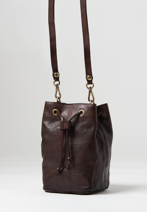 Campomaggi Leather Cinch Top Bucket Bag Brown