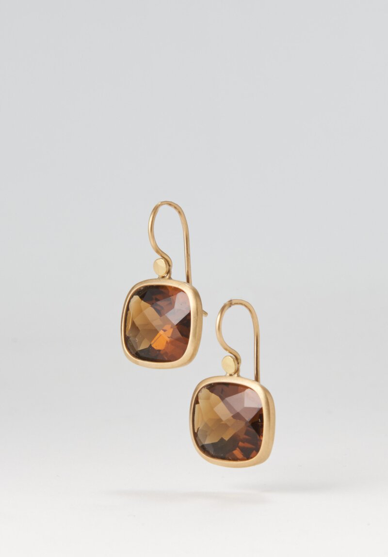 Lola Brooks 18K, Deep Golden Quartz Checker Earrings	