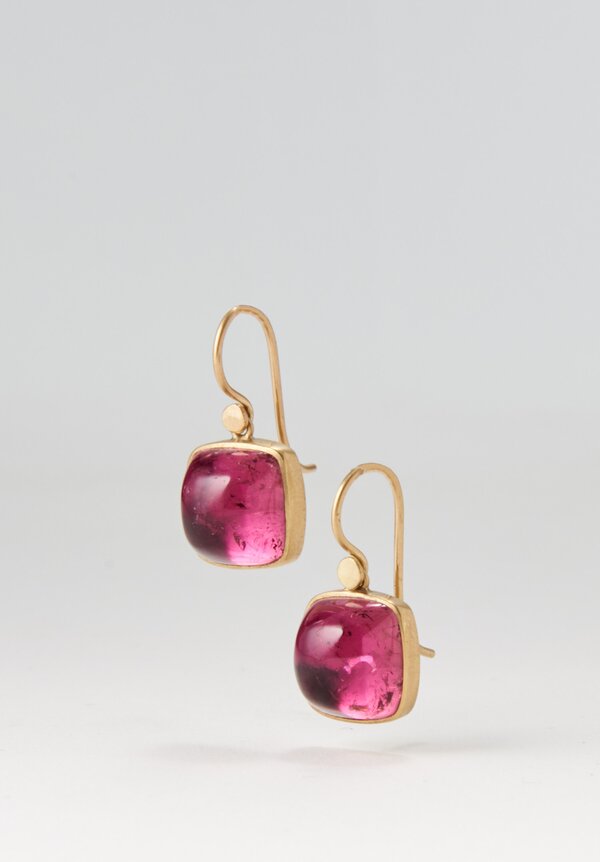 Lola Brooks 18K, Pink Tourmaline Cushion Earrings	