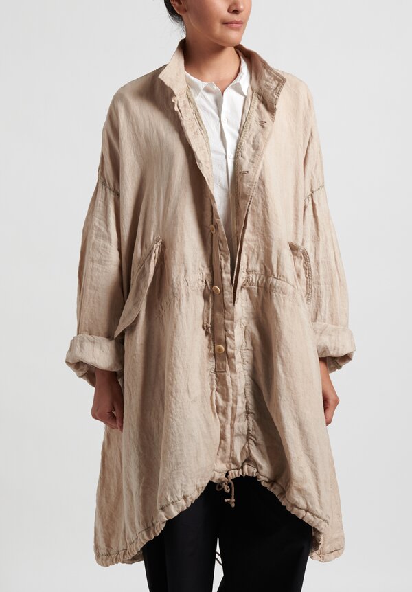 Kaval Blanket Stitched Stand Collar Coat in Walnut Tan | Santa Fe