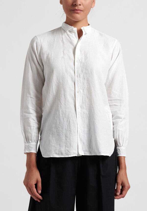 Kaval Linen Simple Stitched Shirt in Off White
