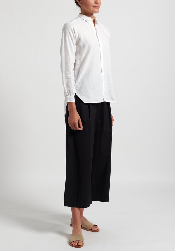 Kaval Linen Simple Stitched Shirt in Off White