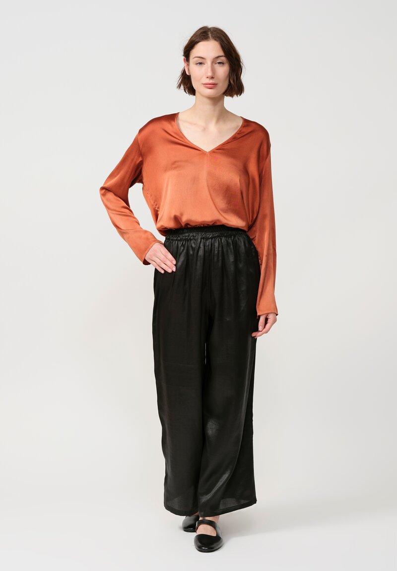 Noir Handmade Mud Silk Wide Pants in Black