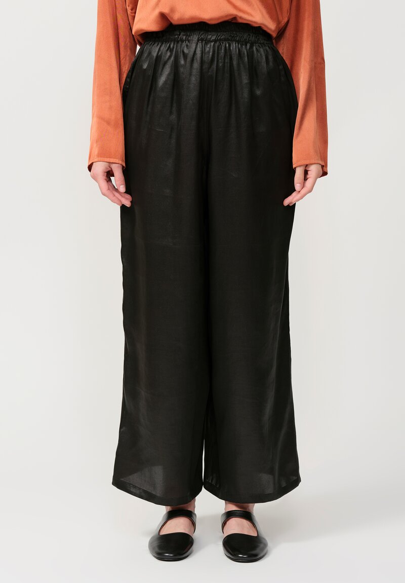Noir Handmade Mud Silk Wide Pants in Black