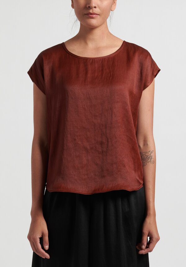 Noir Handmade Mud Silk T-Shirt in Rust Red	
