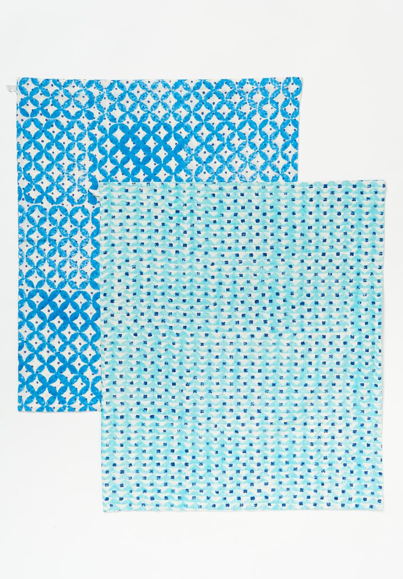 Gregory Parkinson Set of 6 Double Sided Hand Block Printed Napkins Multi Leaf Sky	