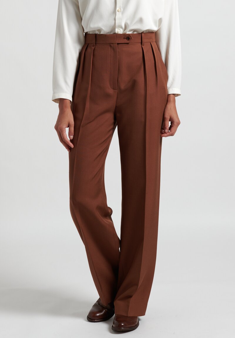 The Row Silk Nino Pants in Brown