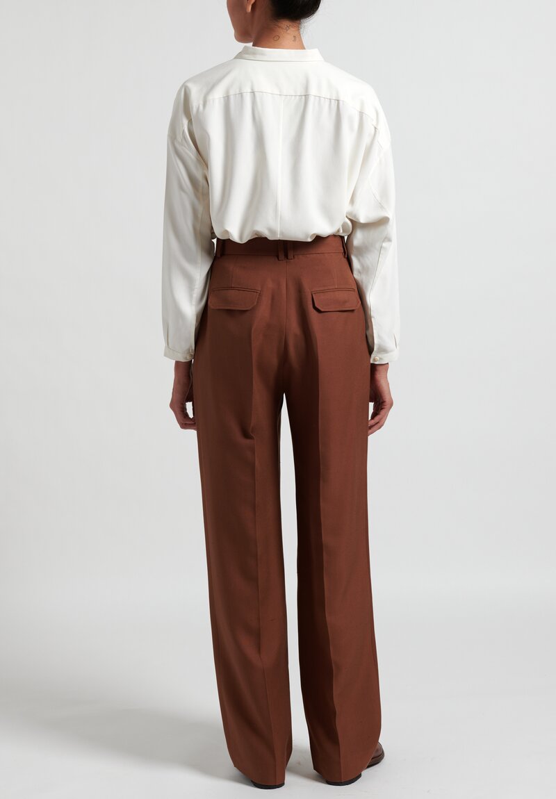 The Row Silk Nino Pants in Brown