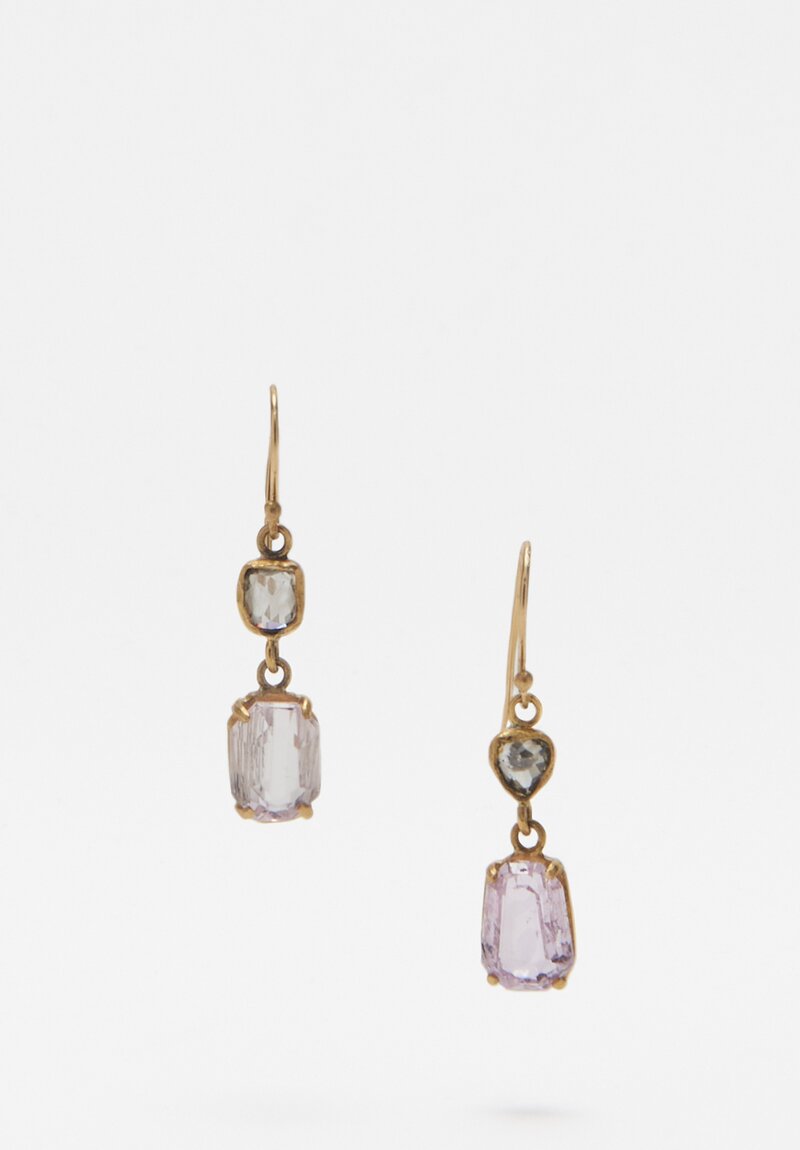 Margery Hirschey 22K, Kunzite & Diamond Earrings	