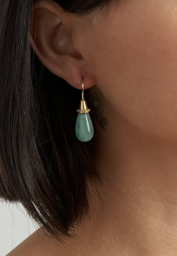 Prounis 22K, Emerald Granulated Pileus Earrings	