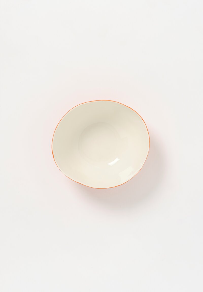 Bertozzi Handmade Porcelain Exterior Solid Painted Medium Bowl Arancione Orange