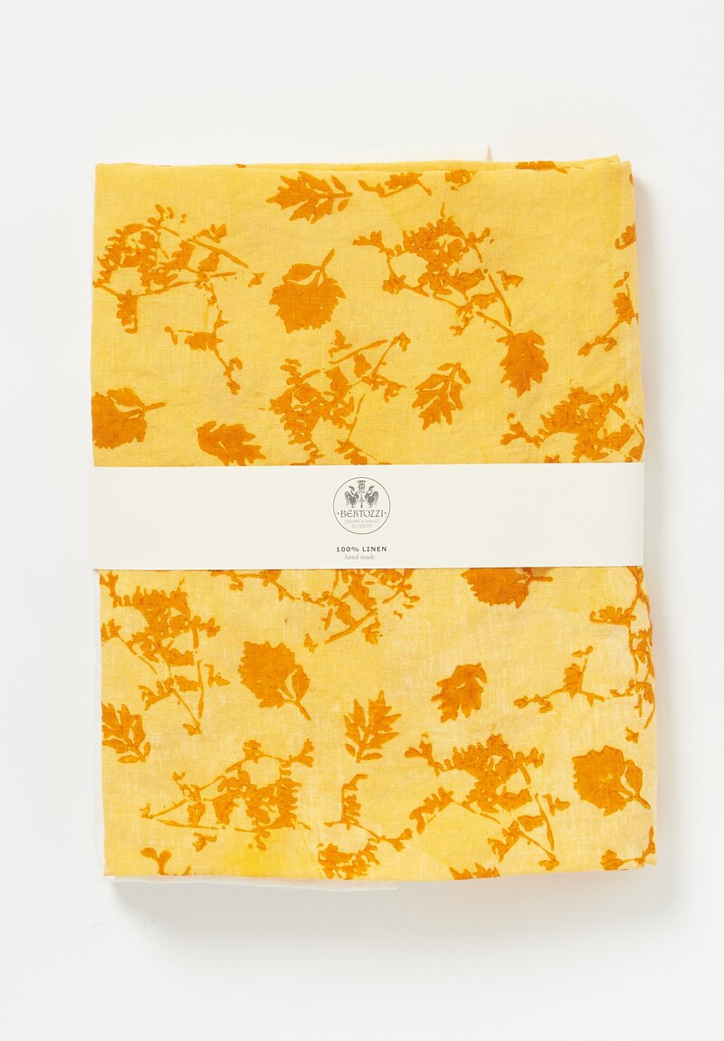 Bertozzi Handmade Linen Large Printed Tablecloth Leaf Splash Giallo	