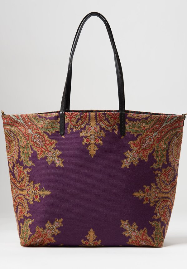Etro Reversible Paisley Shopping Bag Purple	