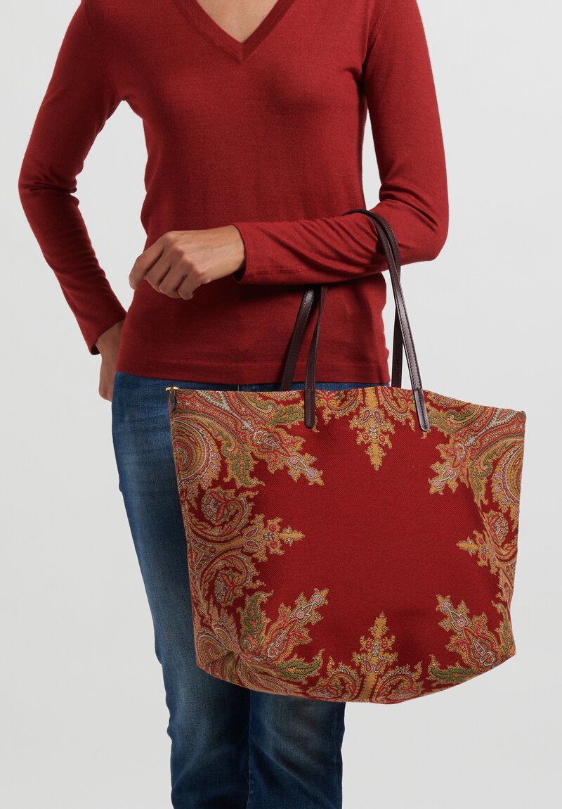 Etro Reversible Paisley Shopping Bag Red	