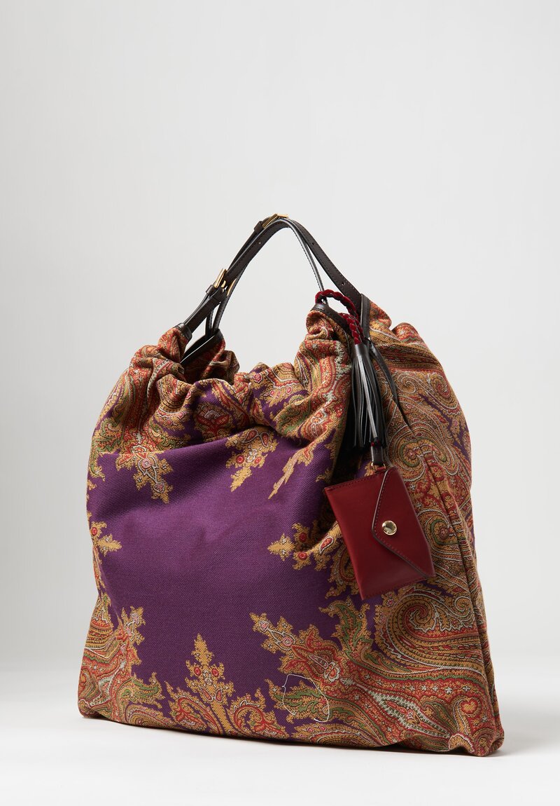 Etro Adjustable Paisley Shopping Bag Purple	