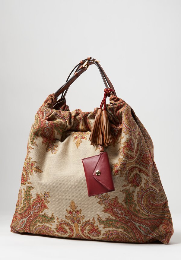 Etro Adjustable Paisley Shopping Bag Beige	