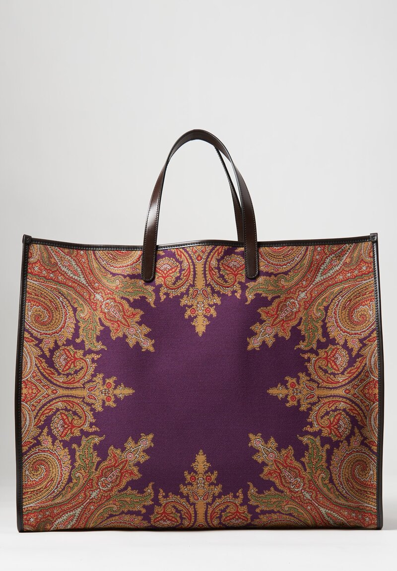 Etro Large Paisley Jacquard Shopping Bag Purple	