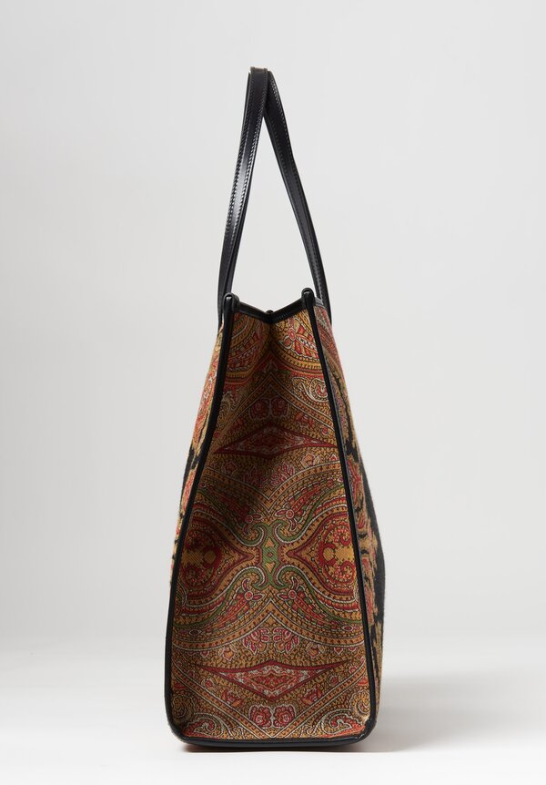 Etro Medium Paisley Jacquard Shopping Bag Black	