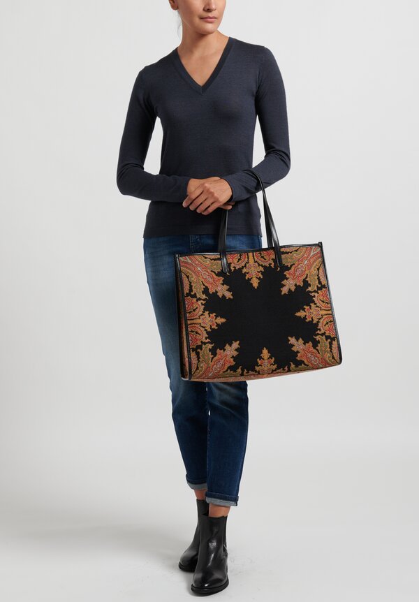 Etro Outlet: bag in denim with Paisley print - Denim