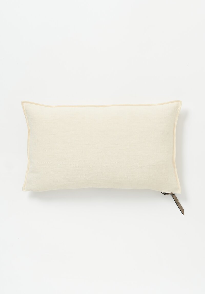 Maison de Vacances Small Stone Washed Linen Pillow in Fior De Latte White	