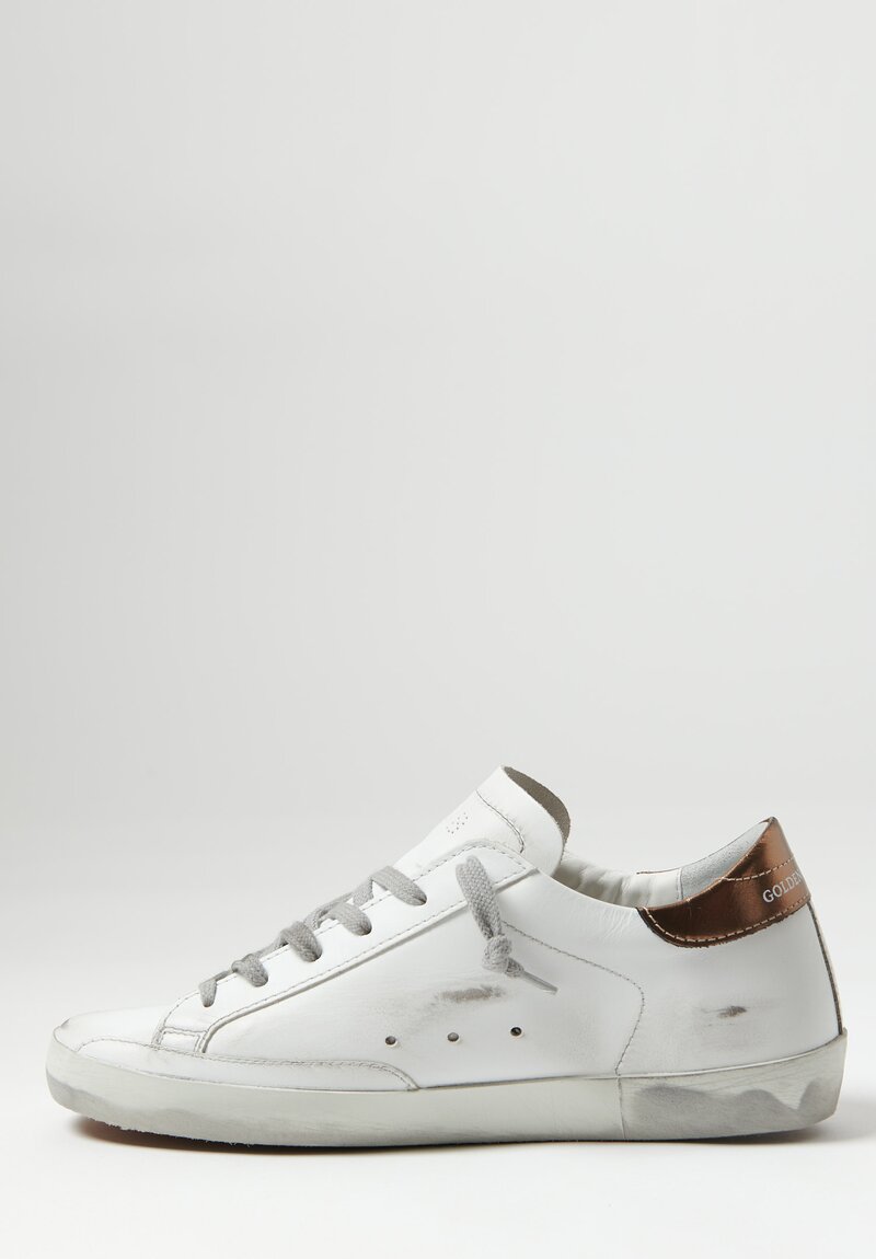 Golden Goose Solid Superstar Sneakers in White and Gold