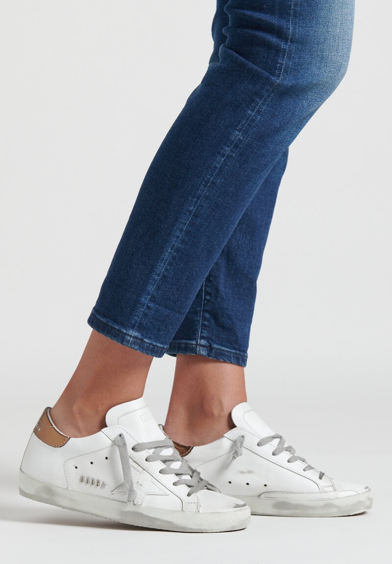 Golden Goose Solid Superstar Sneakers in White and Gold