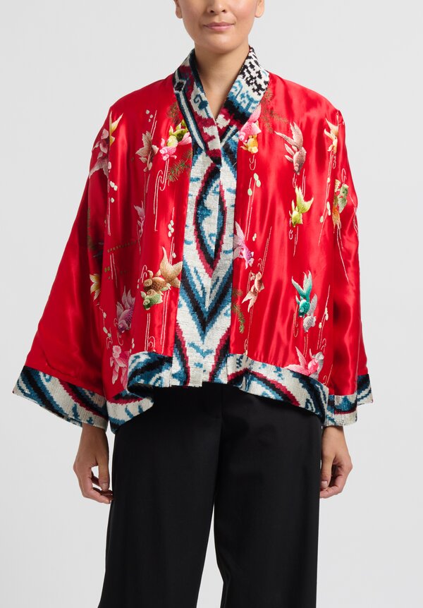 Rianna & Nina Silk One-Of-A-Kind Reversable Kimono Jacket in Red	