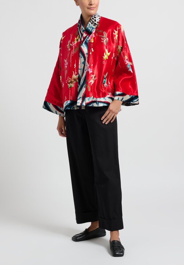 Rianna & Nina Silk One-Of-A-Kind Reversable Kimono Jacket in Red	