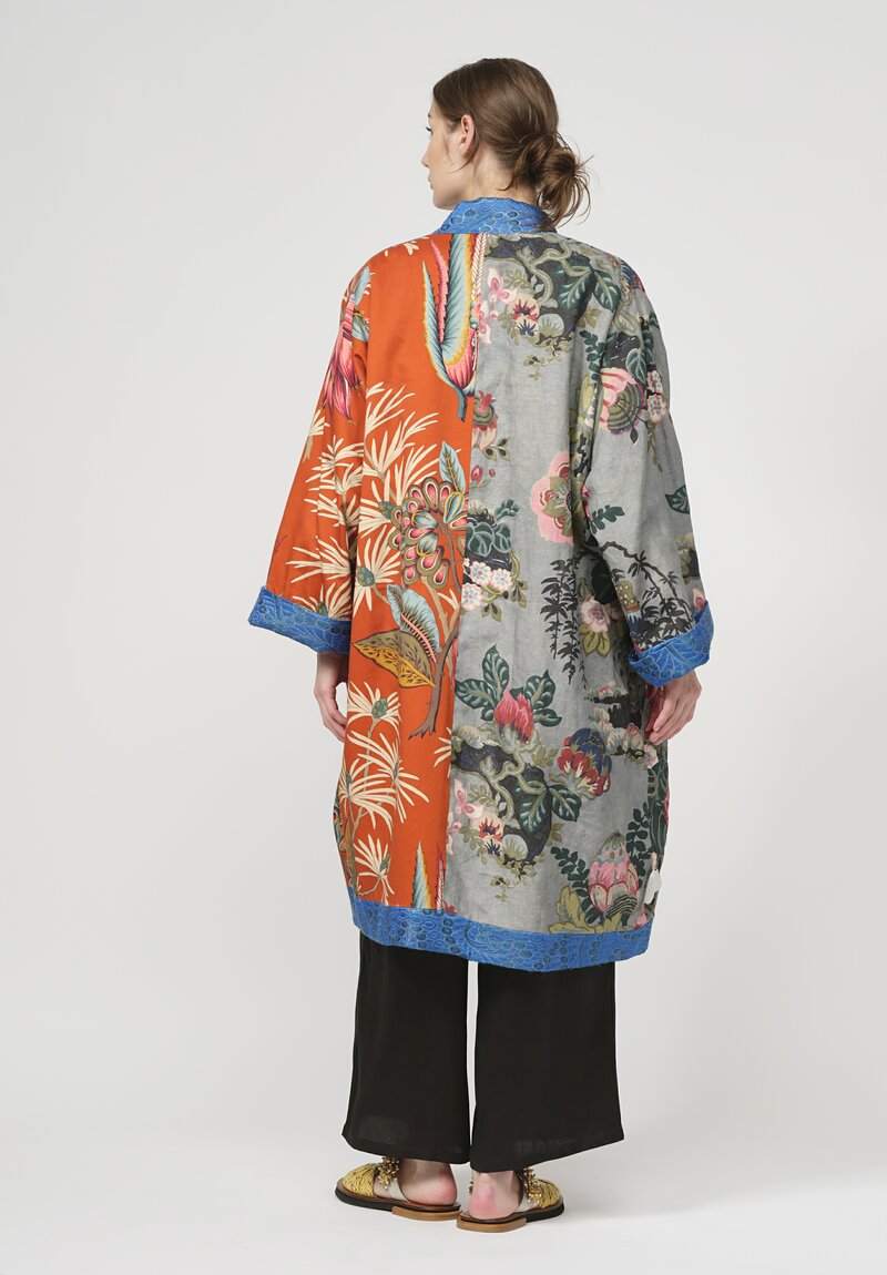 Rianna + Nina One-Of-A-Kind Silk Reversible Kimono Coat in Yellow	