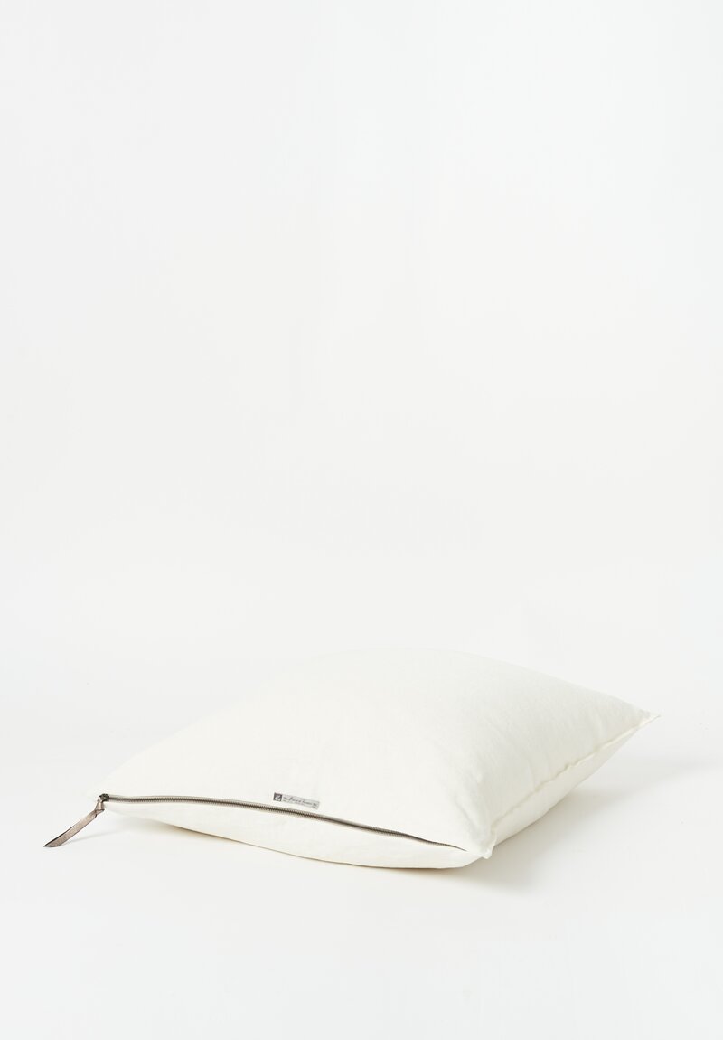 Maison de Vacances Large Square Stone Washed Linen Pillow in Bourdon Creme White	