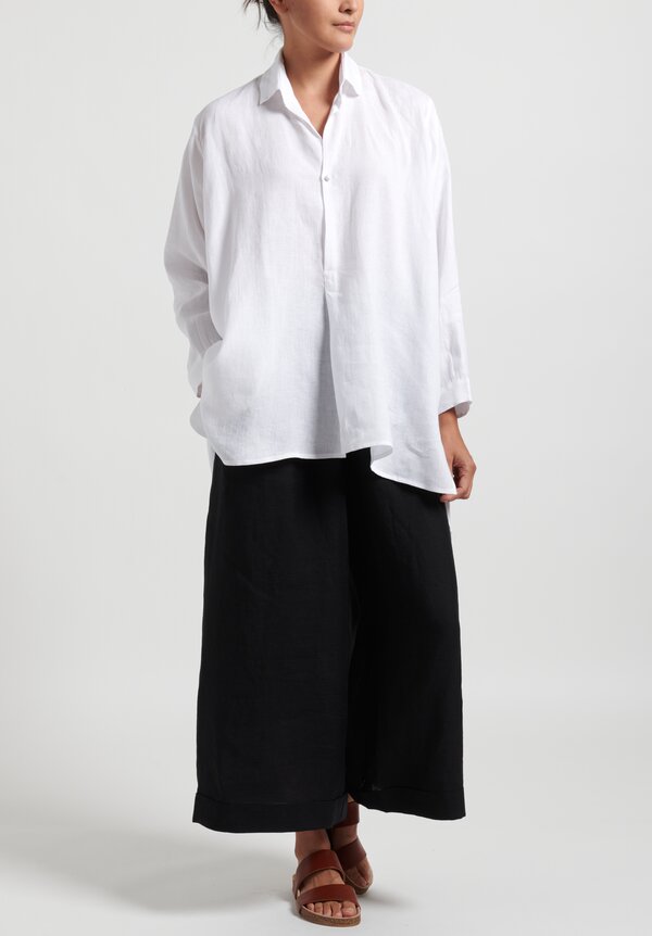 Daniela Gregis Linen Sun Washed Fratello Shirt in Optical White	