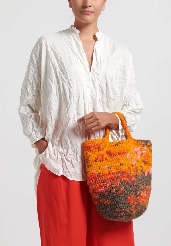 Daniela Gregis Cotton/Wool Hand-Crocheted Field Bag in Orange	