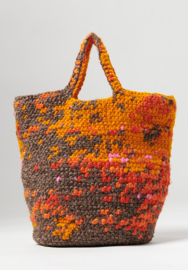 Daniela Gregis Cotton/Wool Hand-Crocheted Field Bag in Orange	
