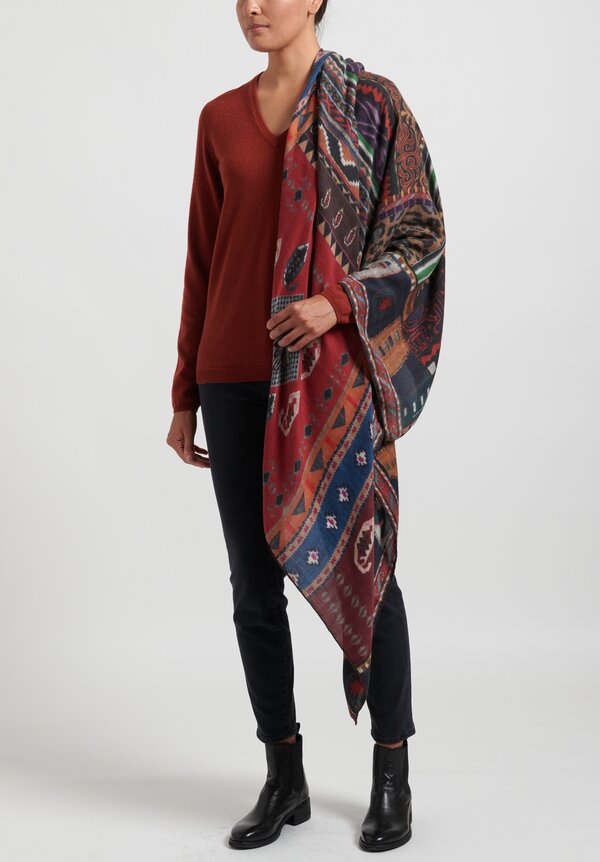 Etro Cashmere/Silk Multi-Pattern Shawl in Multicolor	